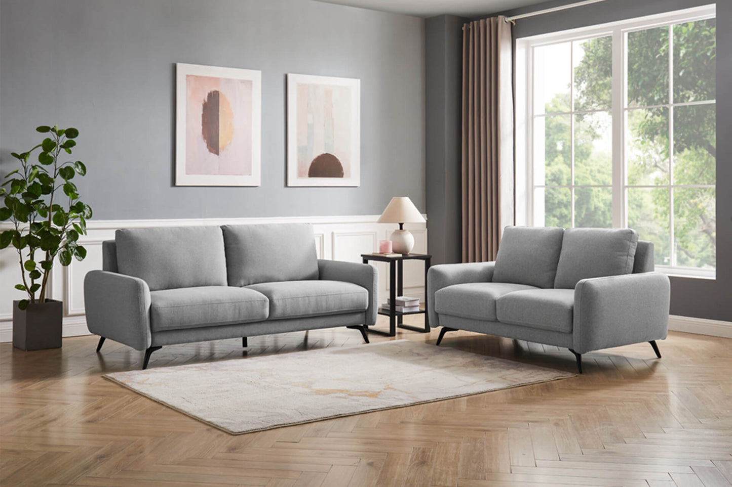 Barnaby Fixed 2 Seater Sofa - Grey