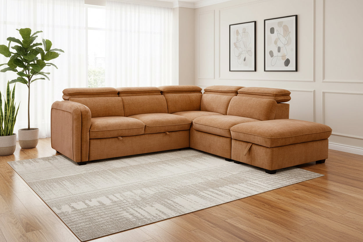 Roscoe Corner Group Sofa Bed RHF Rust